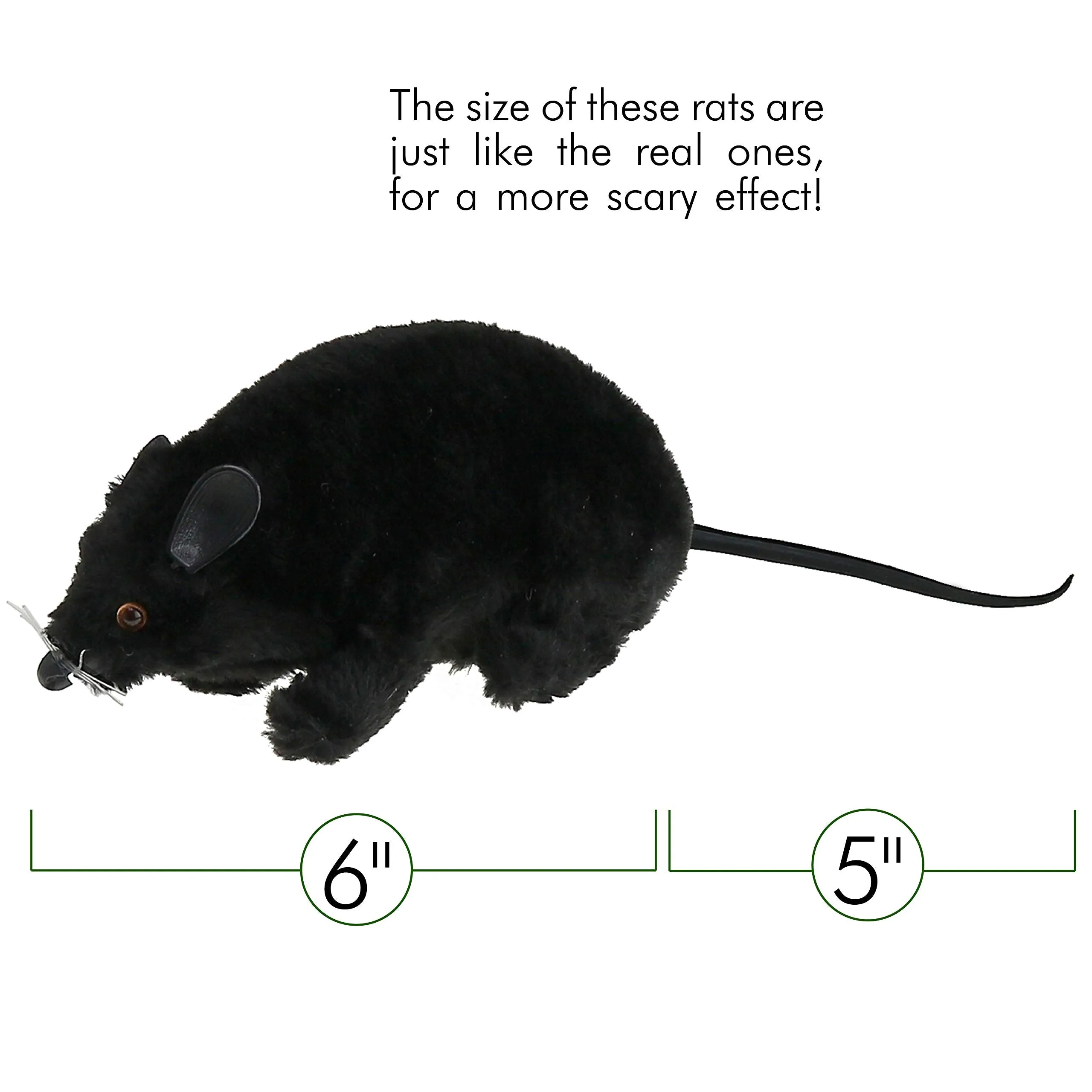 Realistic Black Prank Rat - Real Looking Scary Plush Fake Black Rat Animal Toy Gag Gift