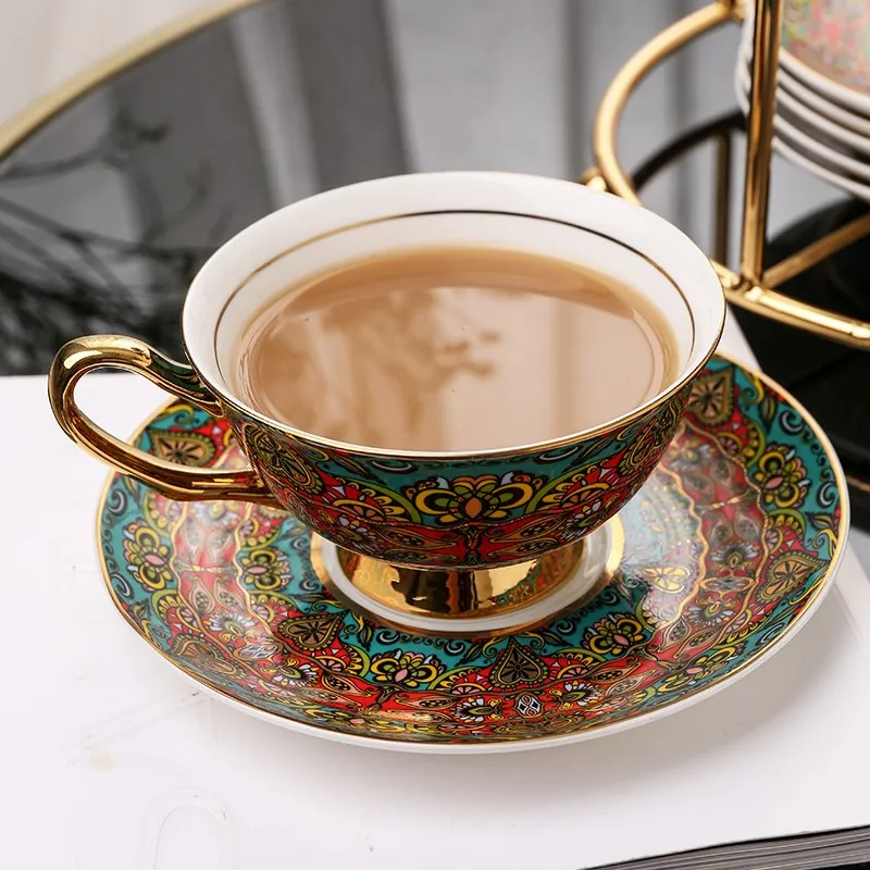 Royal Bone China Porcelain Tea Cup Set, Elegant British Ceramic Coffee Cups, Unique British Tea Cup and Saucer in Gift Box