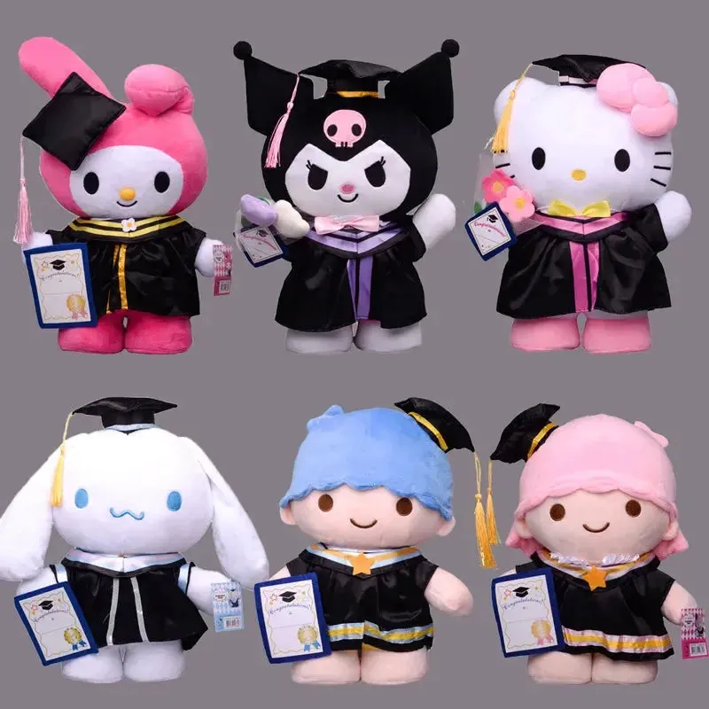 Sanrio Anime Plush Toys 35/25cm – Cinnamoroll, My Melody, Kuromi, Hello Kitty Graduation Plushie | Kawaii Soft Stuffed Dolls for Girls