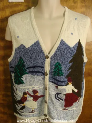 Skating Family Funny Christmas Sweater Vest