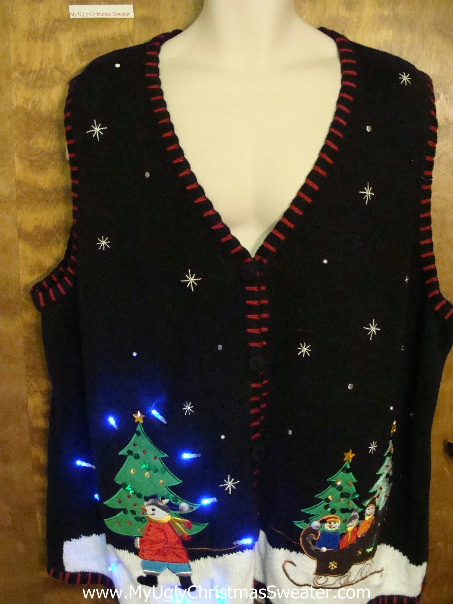 Snowman Family Ugly Christmas Sweater Vest with Lights