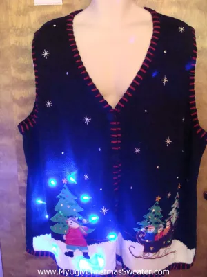 Snowman Family Ugly Christmas Sweater Vest with Lights