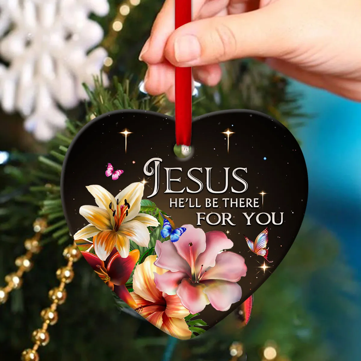 Special Christian Ceramic Heart Ornament - Jesus Is With You - Christian Gift For Friends - Unique Gifts