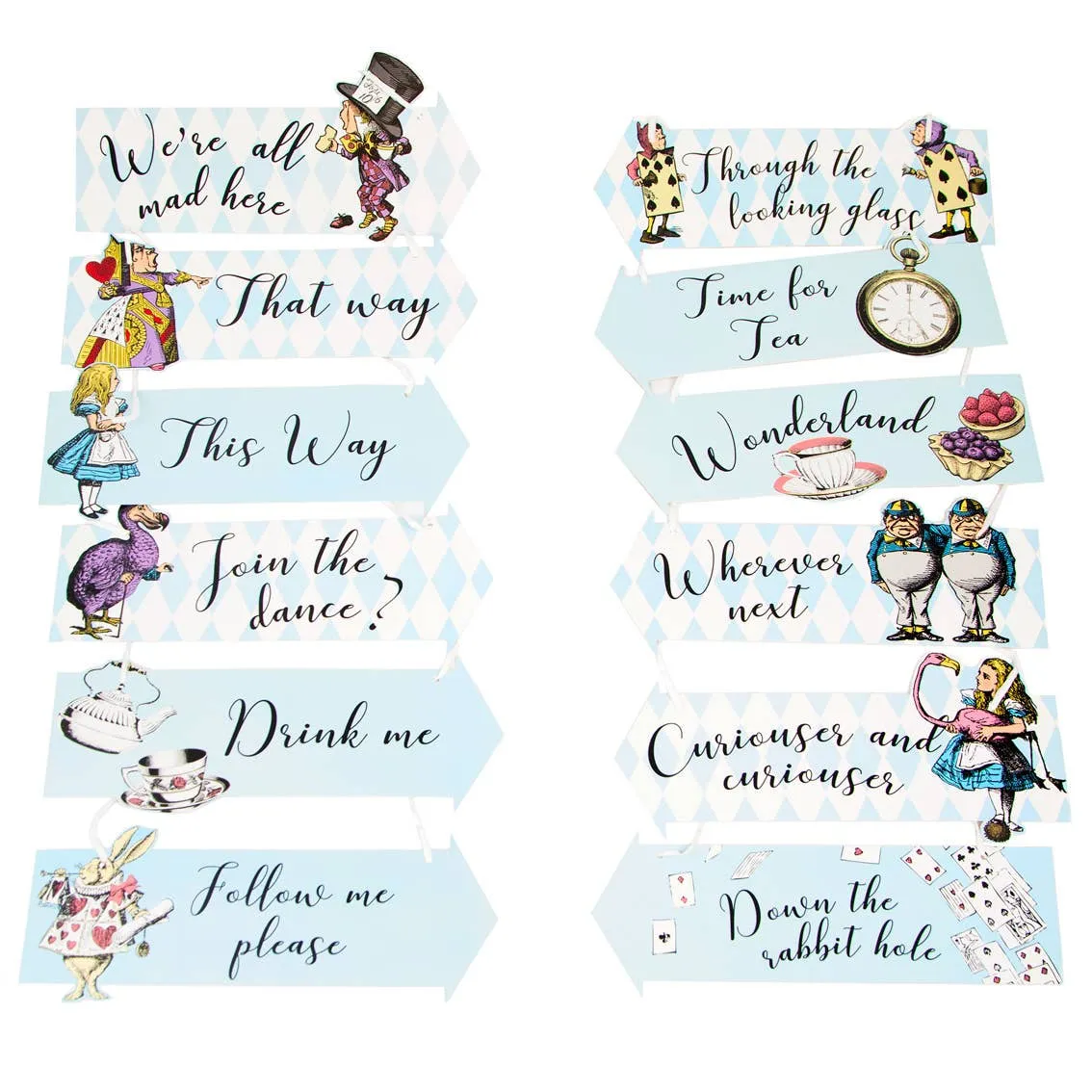 Talking Tables - Alice in Wonderland Party Sign Decorations - 12 Pack