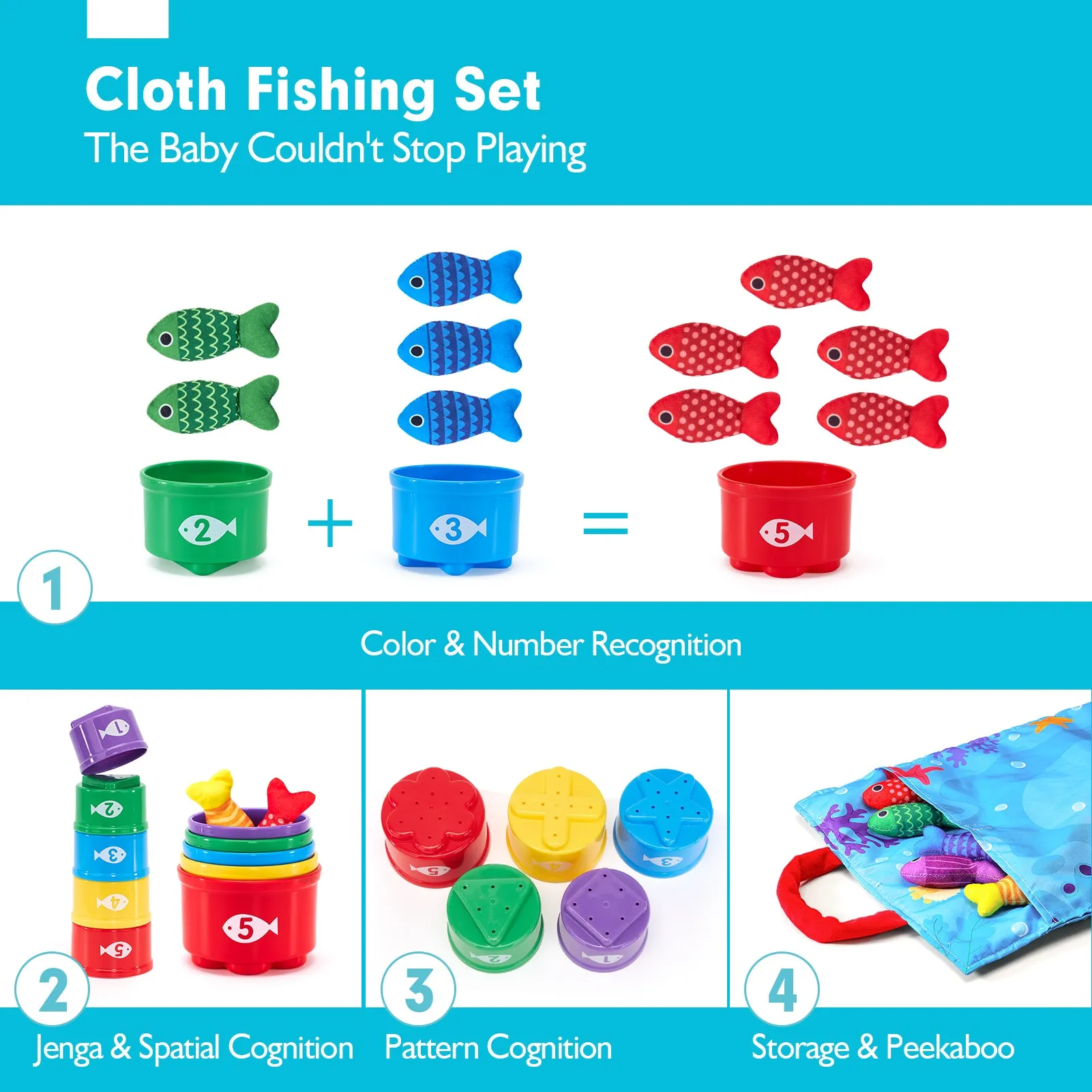 Toddler Montessori Fishing Toys for 1 Year Old