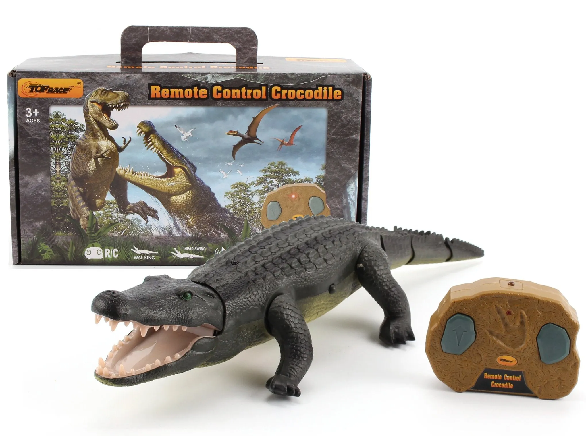 Top Race Remote Control Crocodile, Prank Crocodile RC Animal Toy, Looks Real Feels Real